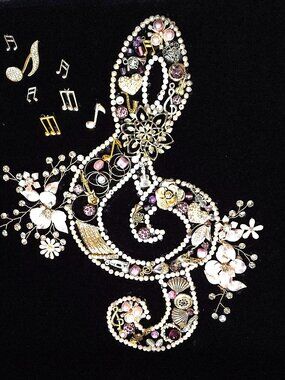 Jewelry Art Shadow Box Treble Clef Music Symbols Instruments Notes Handcrafted